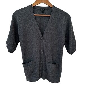 Talbots cardigan with short sleeves, v-neck, loose fit, wool/cashmere blend